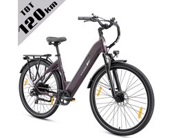 TTGO Elektrische Fiets C3 SE - 28 Inch E-Bike Stadsfiets - 18Ah Accu tot 120 km Bereik - Shimano 7 Speed- Aluminium Frame - Lila
