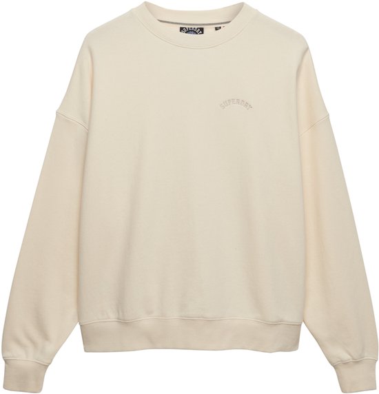 Sweatshirt écru pour homme Superdry avec logo subtilement brodé sur la poitrine.