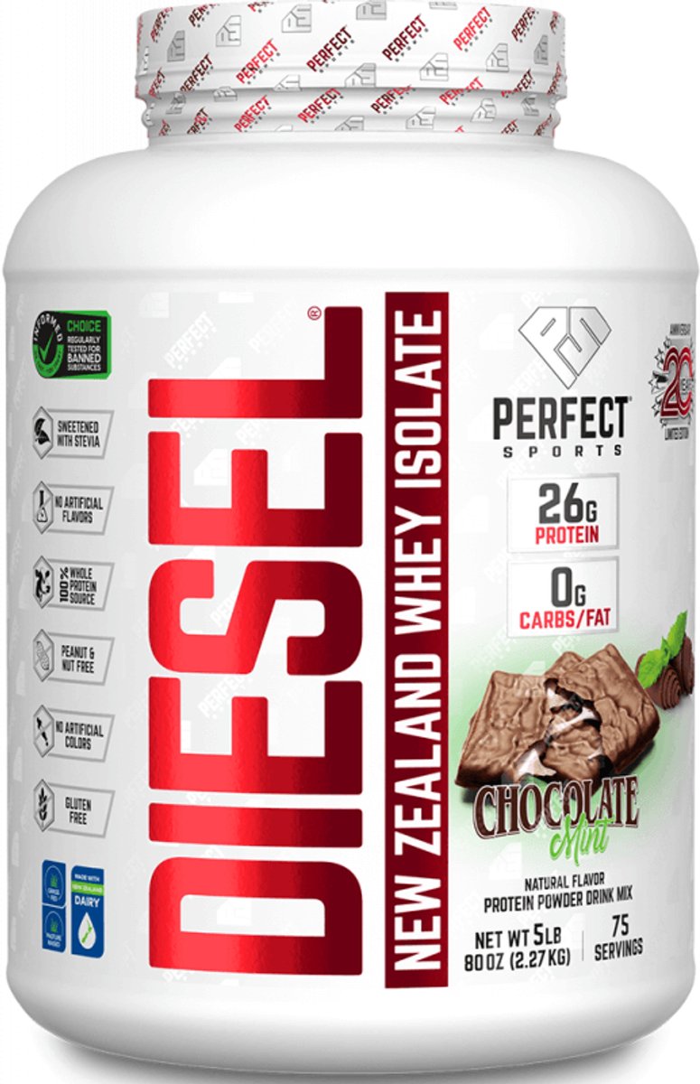 Perfect Sports Diesel 100% New Zealand Whey Isolate (5lbs) Chocolate Mint - Eiwitten - Wei-eiwit isolaat