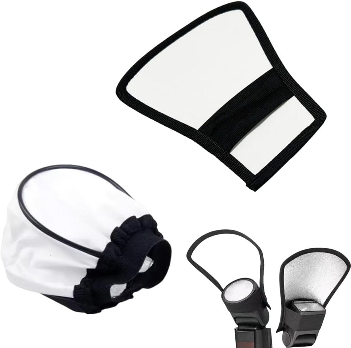 2 stuks Zilveren Flitser Diffuser met Reflector en Universele Stof Mini Softbox