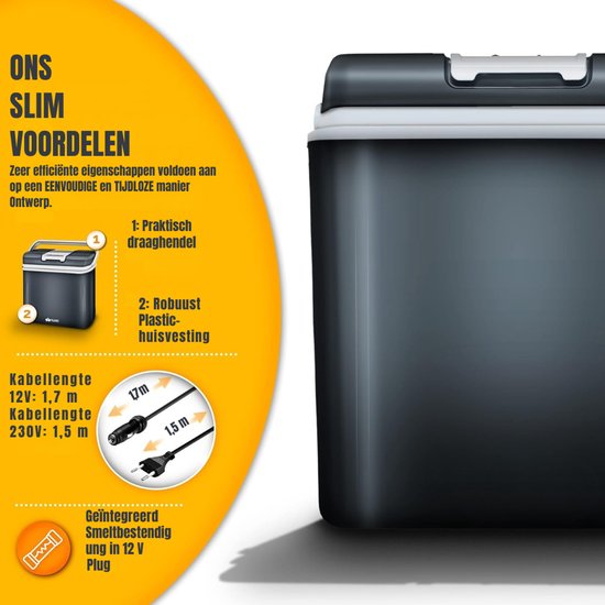 MIRA®Elektrische Koelbox - 40 Liter Koelbox Elektrisch 12V 230 Volt - Koelbox Auto - Grijs - 25cm x 40cm x 42cm van Mira — afbeelding 2