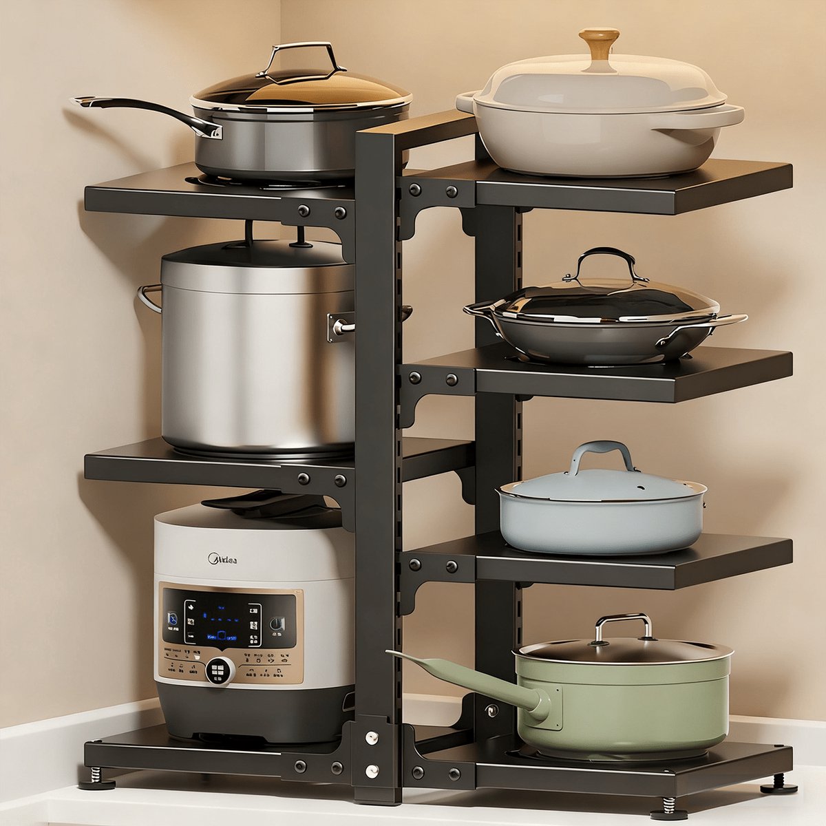 Topnewhome 7-Laags Heavy-Duty Pottenrek- Onder-Gootsteen & Kast Potten Organizer -Geschikt voor Keuken Aanrechtbladen & Kasten