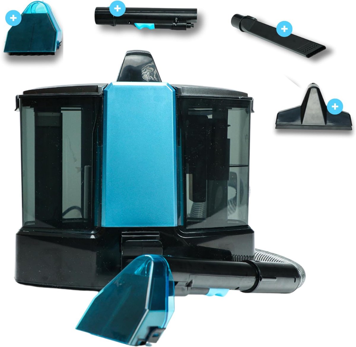 TopChoice® Tapijtreinger - Vlekkenreiniger - Zetelreiniger - met 4 Opzetstukken - Blauw