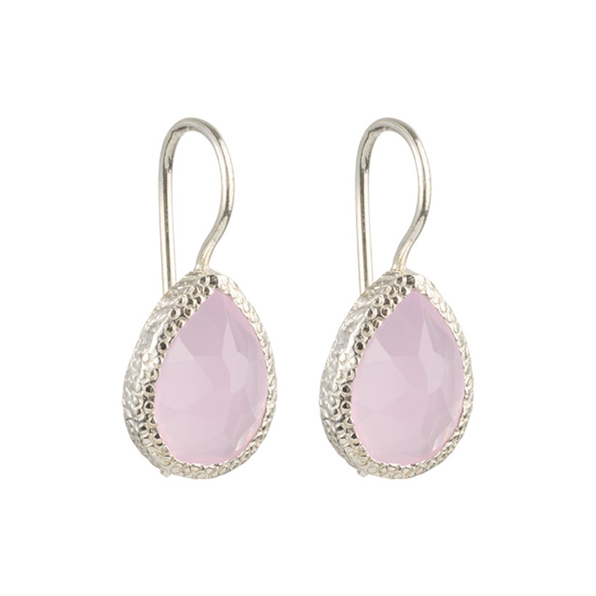 I'M ME JEWELLERY - druppel oorbellen - roze chalcedoon - 925 sterling zilver