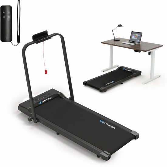 Fithlon Xfold Loopband - Treadmill - 1-12km/u - Inklapbaar - Wandelband - Opvouwbare Loopband - Loopbanden voor thuis - Walking Pad -Elektrische Loopband - Afstandsbediening - Telefoonhouder - Tablethouder
