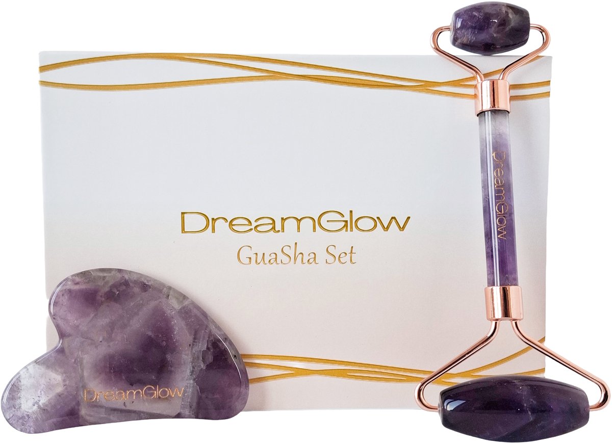 DreamGlow Gezichtsroller & Gua Sha Set – Amethist