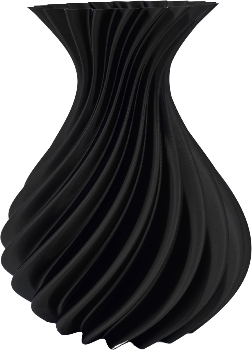 Lovora Veluro design vaas – Decoratieve vaas - Zwart - 3d geprinte vaas – geschikt voor droogbloemen - 20CM