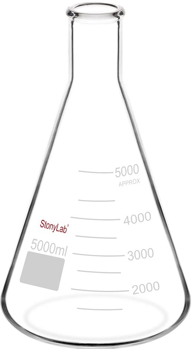 Erlenmeyer Kolf Glas 5000ml met Nauwe Hals en Stevige Rand voor Laboratoriumgebruik