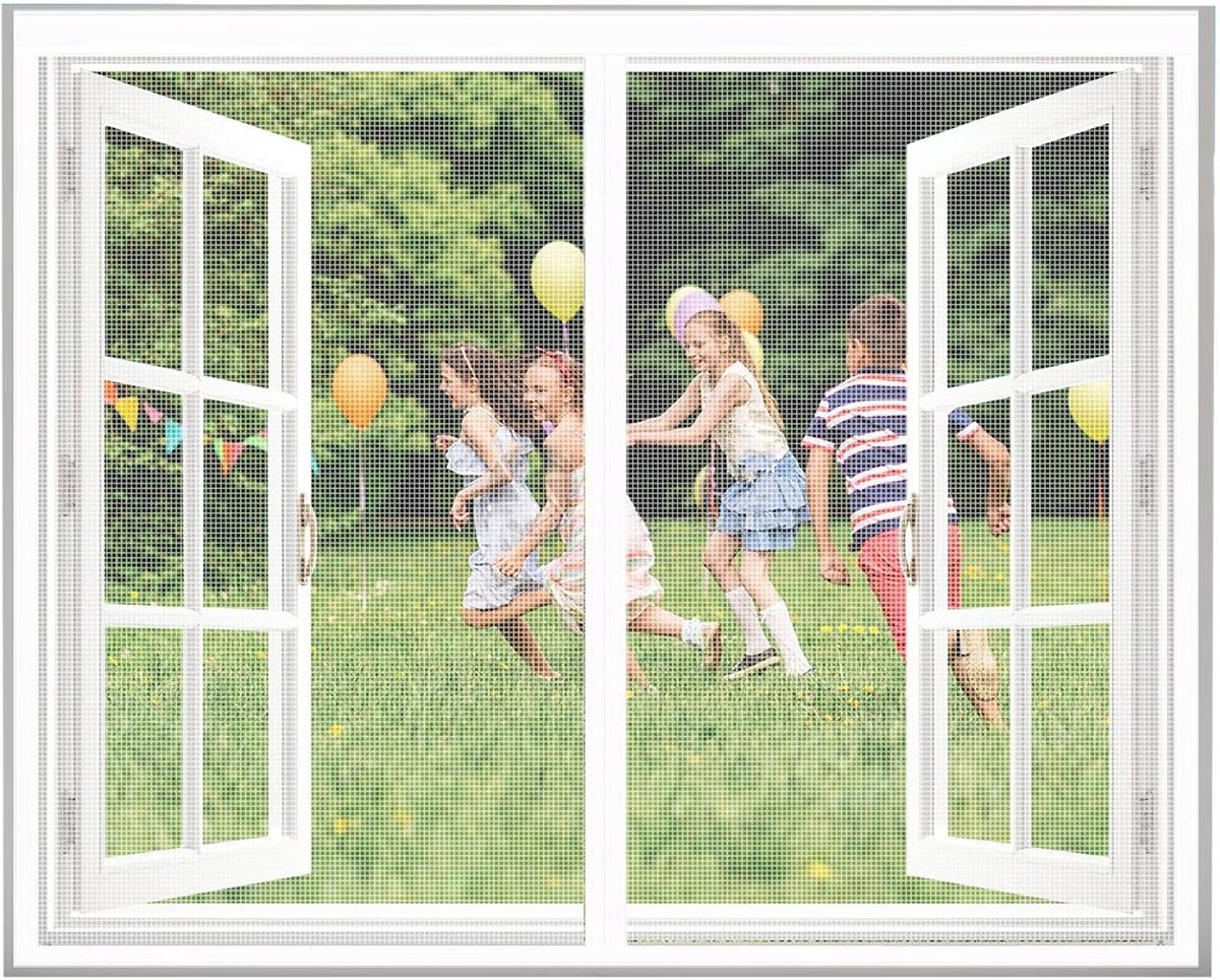 Hor voor Raam 50x100 cm Wit - Insektengaas met Magnetische Sluiting en Zelfklevende Montage