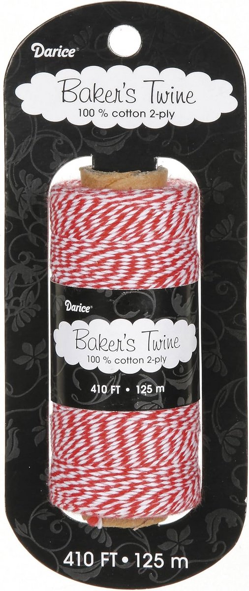 Rood Wit Gestrengeld Katoen Touw 125 Meter - Dubbeldraads Bakertouw