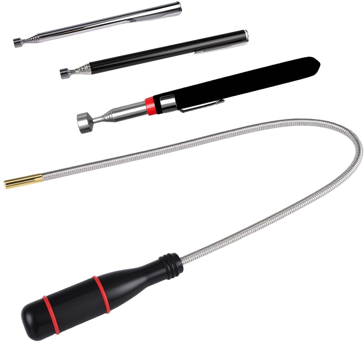4-delige Telescopische Magneetstaaf Set - Flexibele Uitschuifbare Magneet Lifter voor Gereedschap