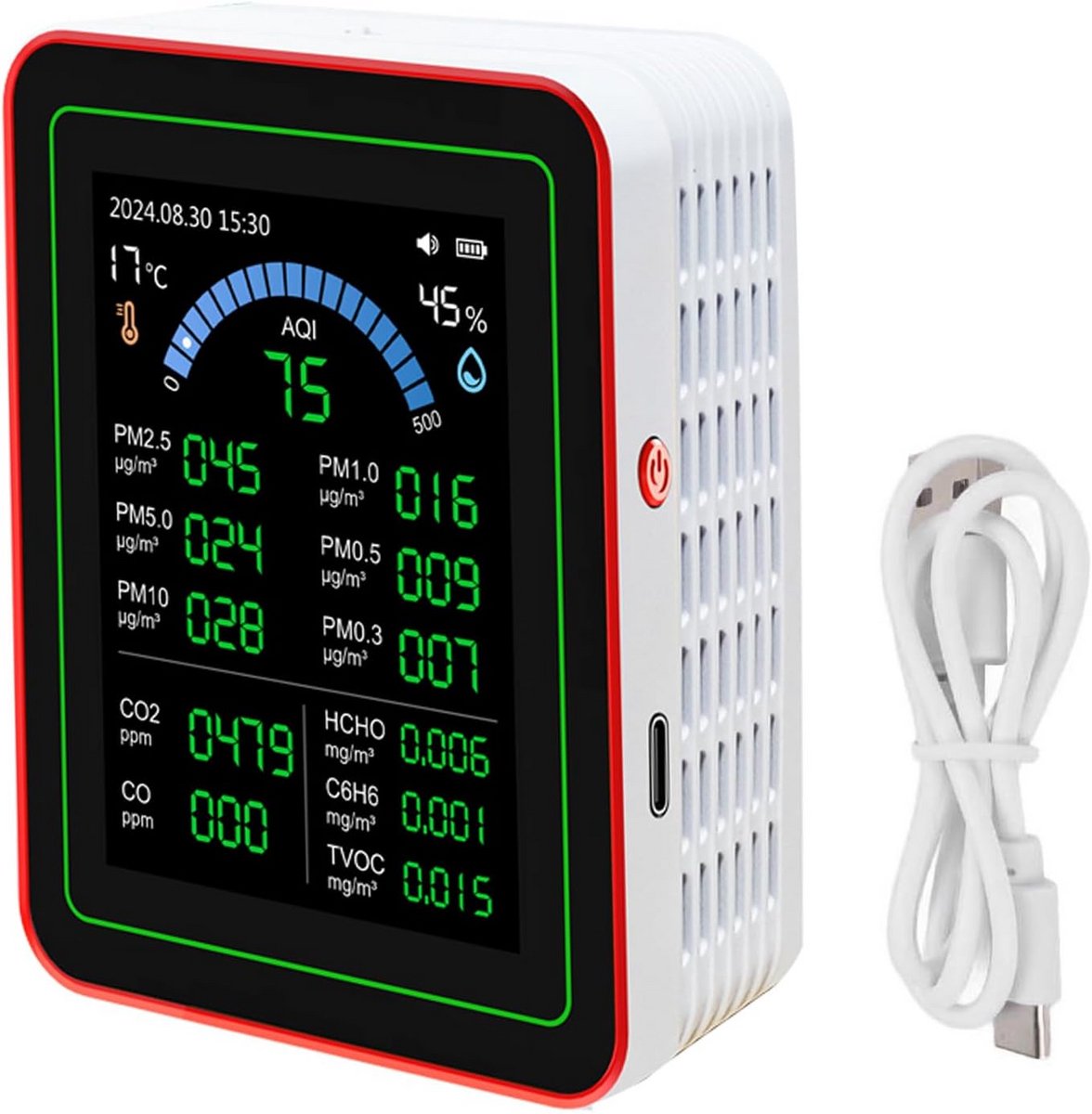 Fijnstofmeter - Luchtkwaliteitsmeter Voor Binnen - Co2 Meter - Reader