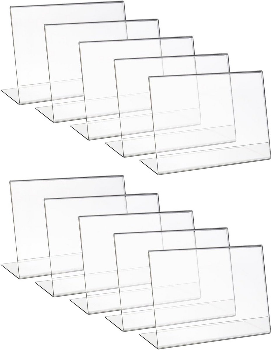 Set van 10 Acryl Tafelstandaards DIN A4 Liggend Doorzichtig