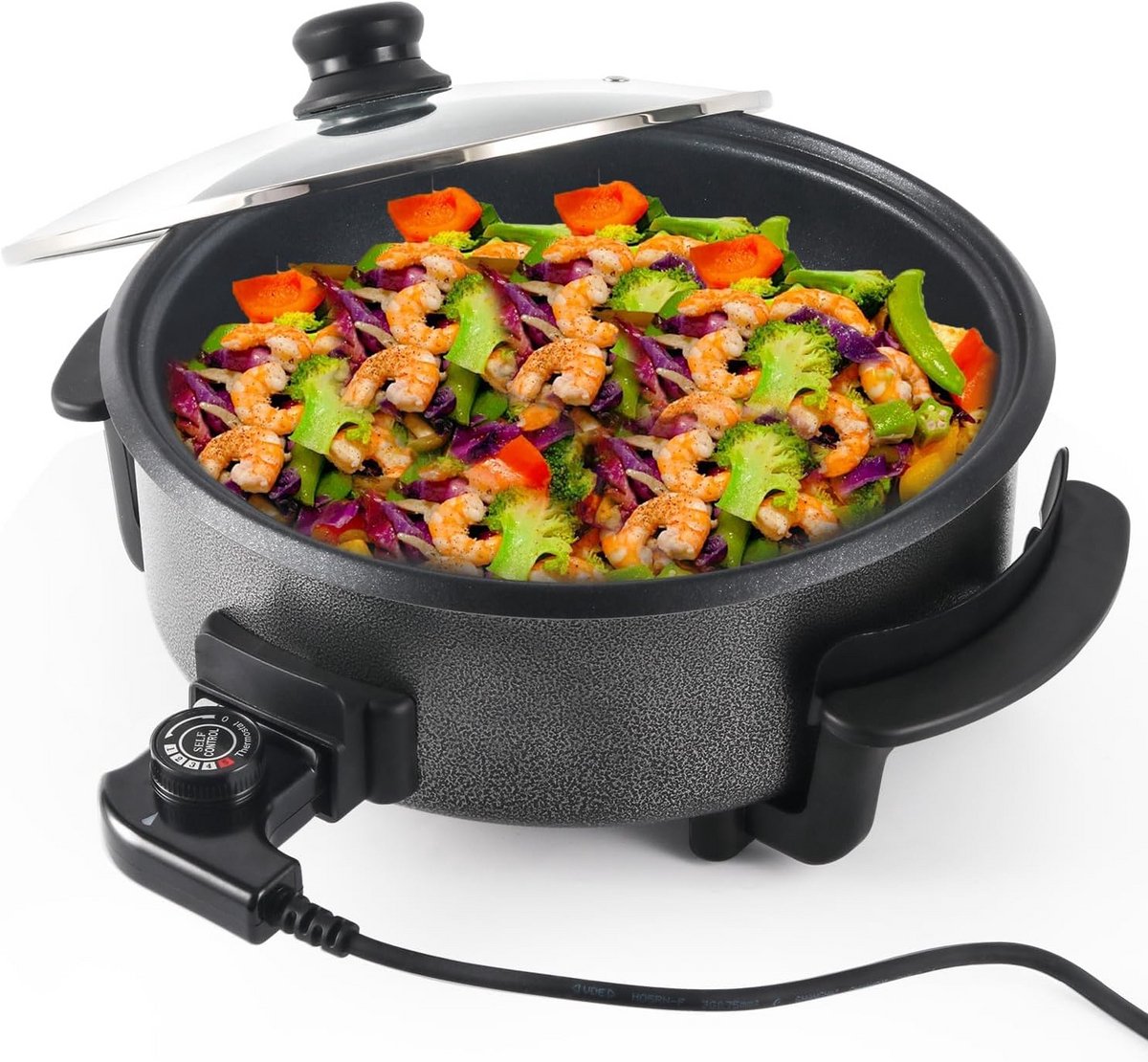 Elektrische Multi Pan met Deksel Multifunctioneel 30 cm 5.6L 1500W