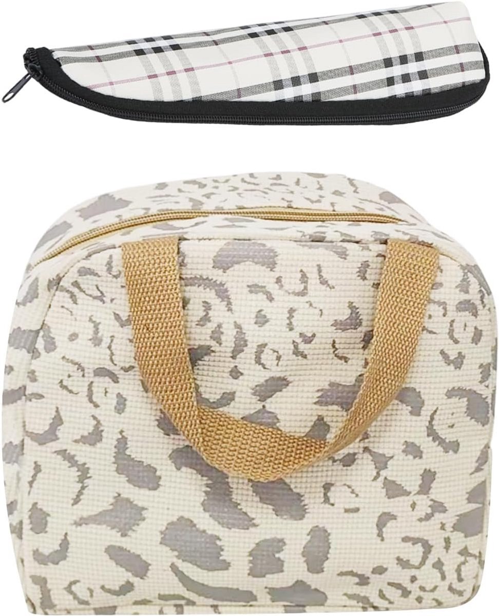 Luxe Lunchtas en Servies Set met Luipaardprint