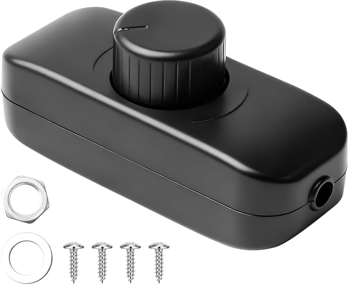 Draaibare Dimmer Schakelaar voor LED Verlichting 3-100W Zwart