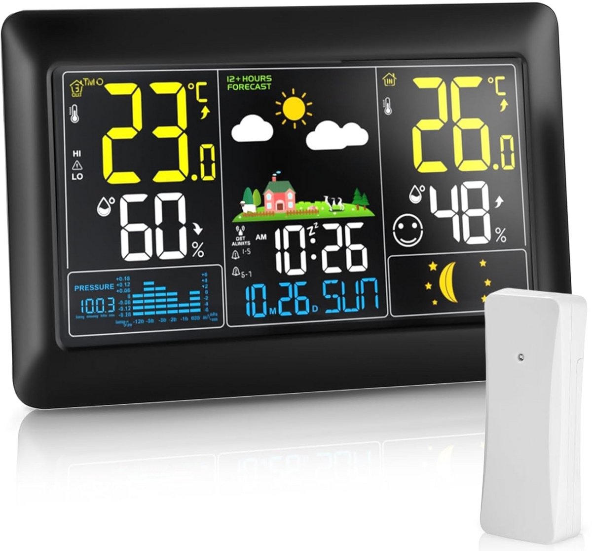 Weerstation Binnen en Buiten - Weerstation Draadloos Binnen Buiten - Weerstation met Buitensensor - Temperatuur