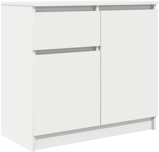 Bahut blanc avec un tiroir et une porte.