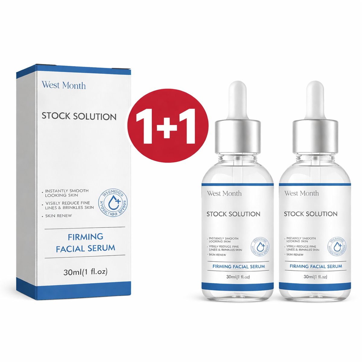 West Month Anti-Rimpel Gezichtsserum – 1+1 -Collageen & Hyaluronzuur – Botox Lifting Effect – Anti-Age Serum