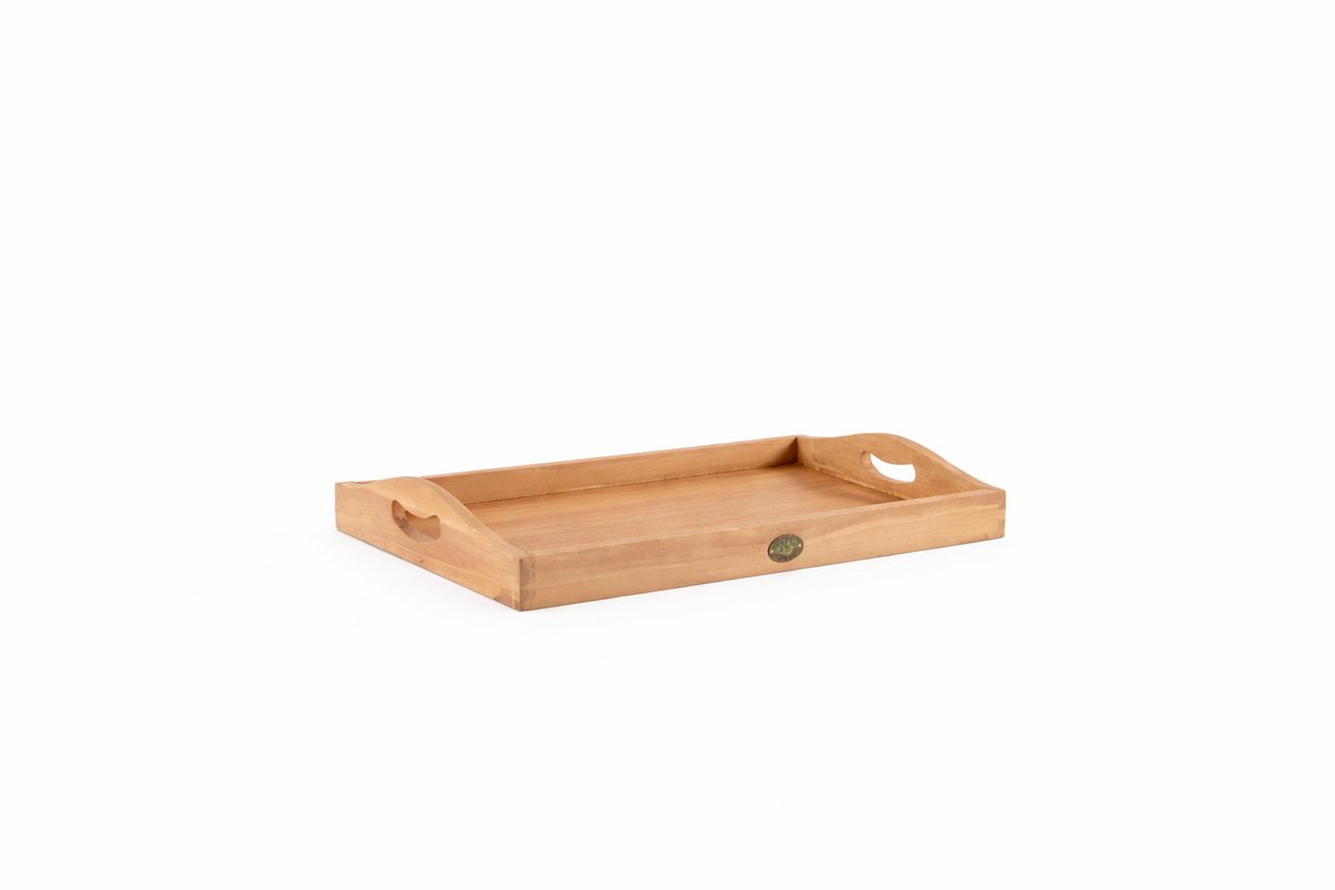 TeakOne - Dienblad - Teak - 54x39x6 - Opstaande Rand - 2 Handvaten