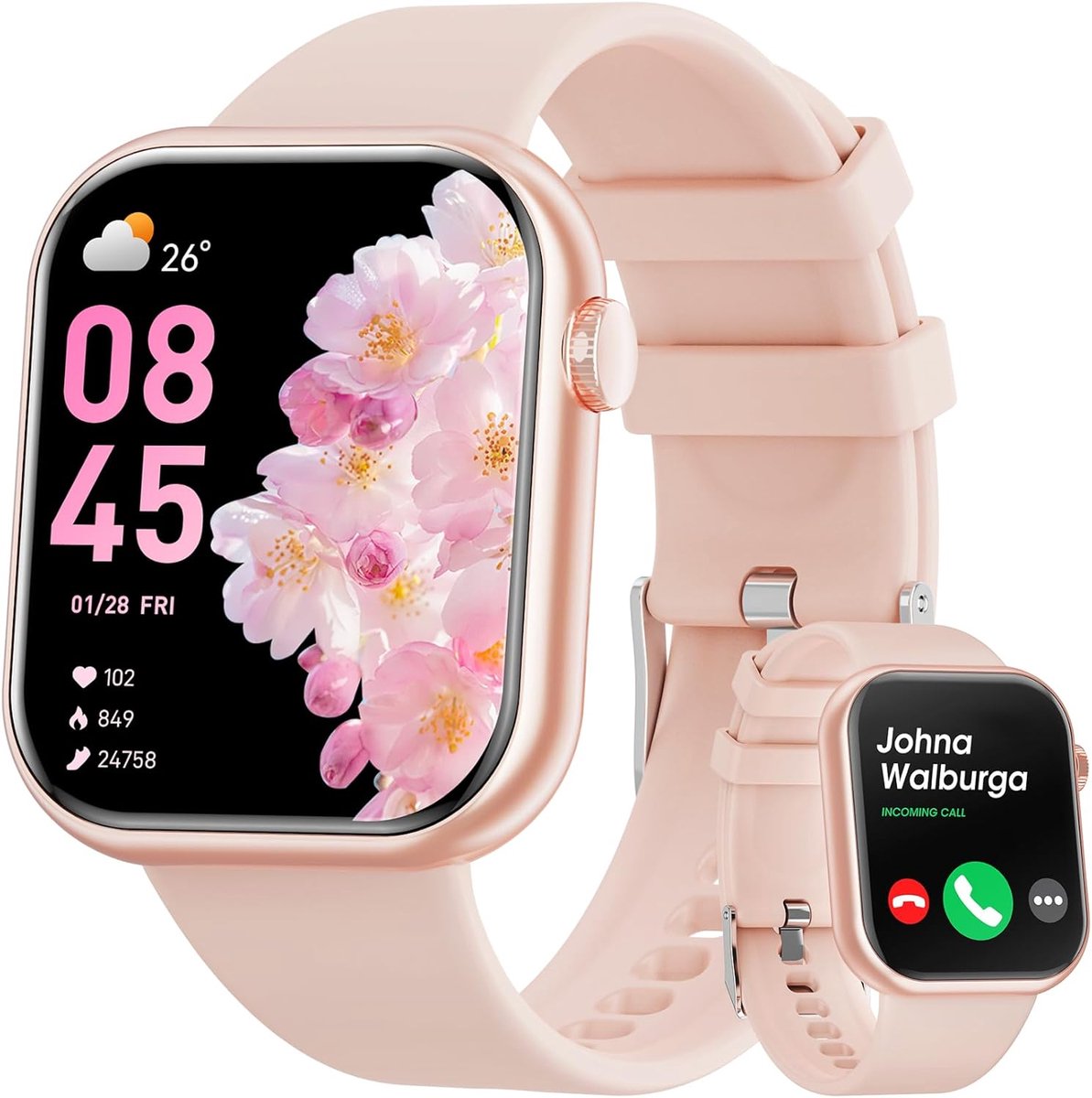 Slimme Horloge - Fitness Tracker - Dagelijkse Activiteit - Touchscreen Bediening - 14 x 6 x 2 cm - Roze