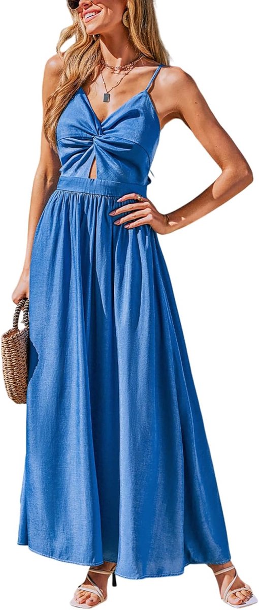 Zomerjurk Dames - V-hals Jurk - Vrijetijdsjurk - Twist Front Design - Boho Stijl