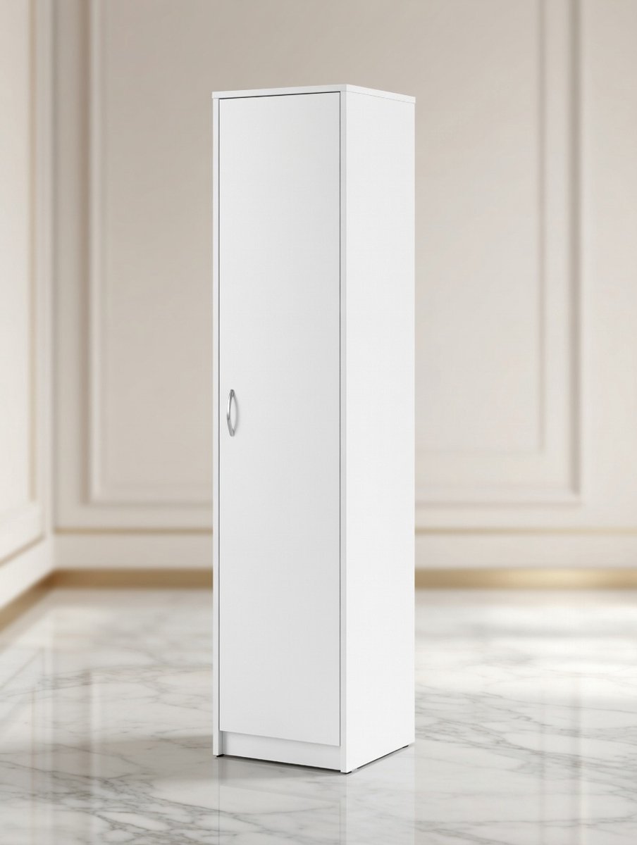 Slimme Multifunctionele Opbergkast – Witte Smalle Boekenkast en Kledingkast 40x180x35 cm – Kastorganizer met 4 Verstelbare Planken – Archiefkast, Plank en Opbergrek voor Slaapkamer, Kantoor of Hobbyruimte