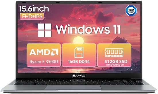 Blackview AceBook 6 - Laptop - 16GB DDR4 + 256GB SSD AMD Ryzen 5 3500U - 15,6 inch - Windows 11 Home - Grijs - Blackview - Hoofdafbeelding
