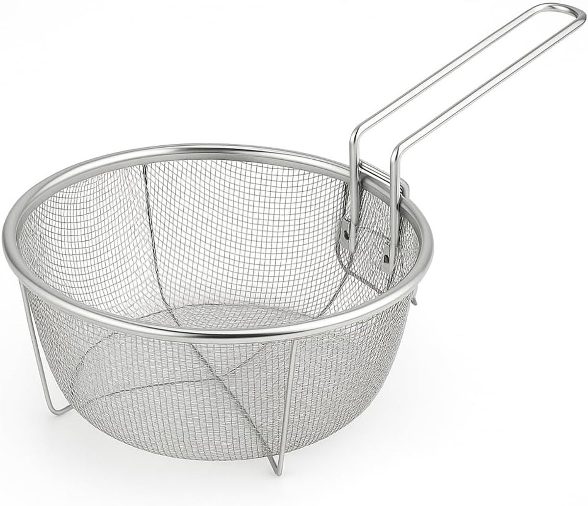 Friteerkorf met hoge rand en handgreep, roestvrij staal 23 cm