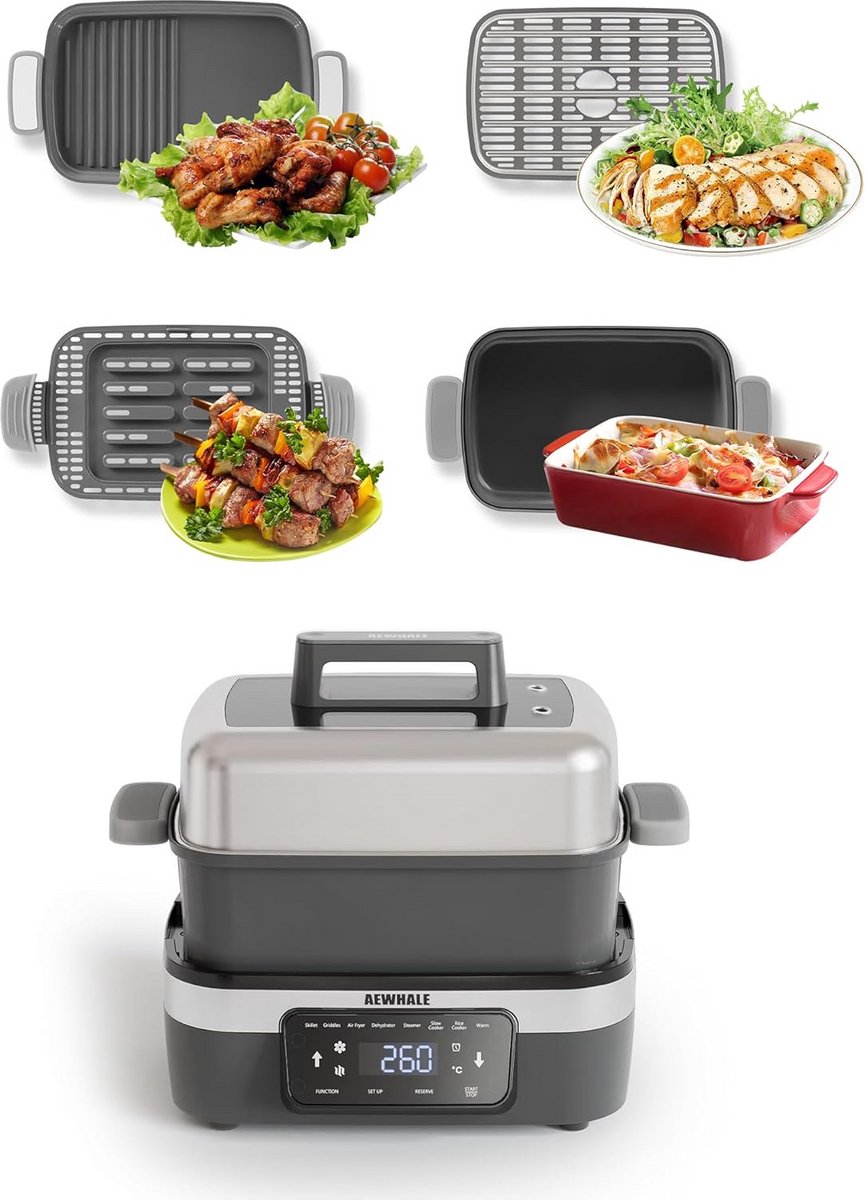 8-in-1 Multicooker met Airfryer, Rijstkoker en Slowcooker Functies – foto 6