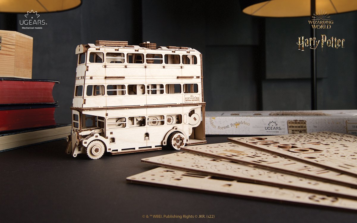 UGEARS 3D Modelbouw - The Knight Bus™ - Harry Potter™ - Mechanisch Bouwpakket Hout - Educatief Speelgoed — afbeelding 7