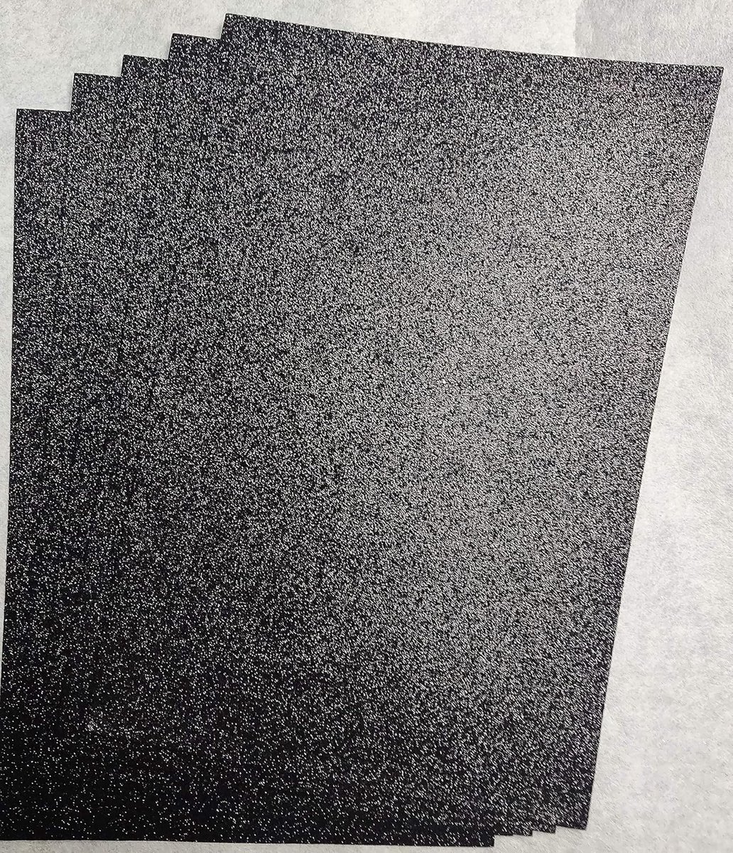 5 vellen glitter schuimrubber A4 zwart