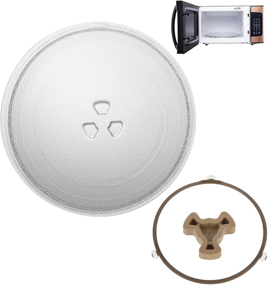 Universeel Magnetron Draaiplateau Glas 24,5 cm - Inclusief Draairing en Koppelstuk