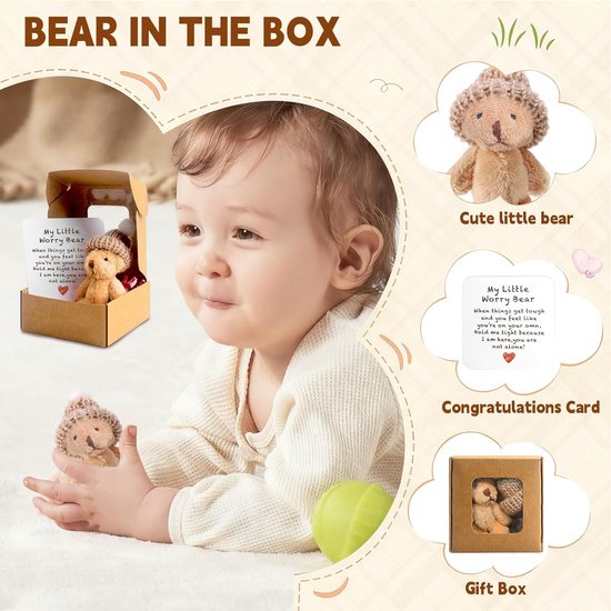 Mini teddybeer in doos - handgemaakt pluche met inspirerende kaart van MINI — afbeelding 3