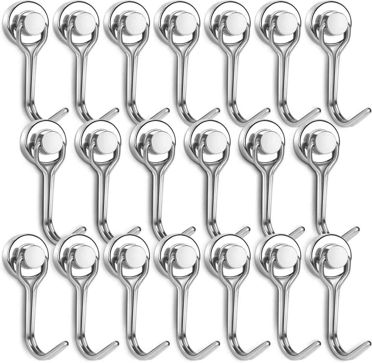 20 Pak Magnetische Haken Draaibaar voor Koelkast en Metaal Sterke Neodymium