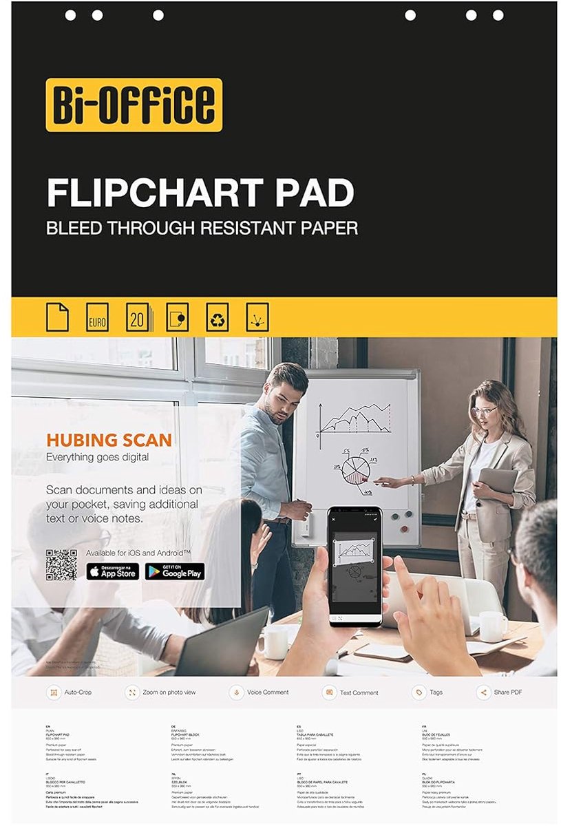 Flipoverpapier Geruit 60 gr/m2 - 20 Vellen 650x980 mm - Pak van 5 Blokken