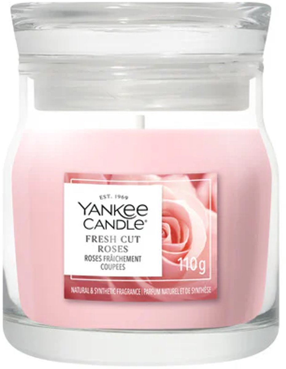 Yankee Candle Fresh Cut Roses Small Jar Geurkaars - tot 30 branduren Roze
