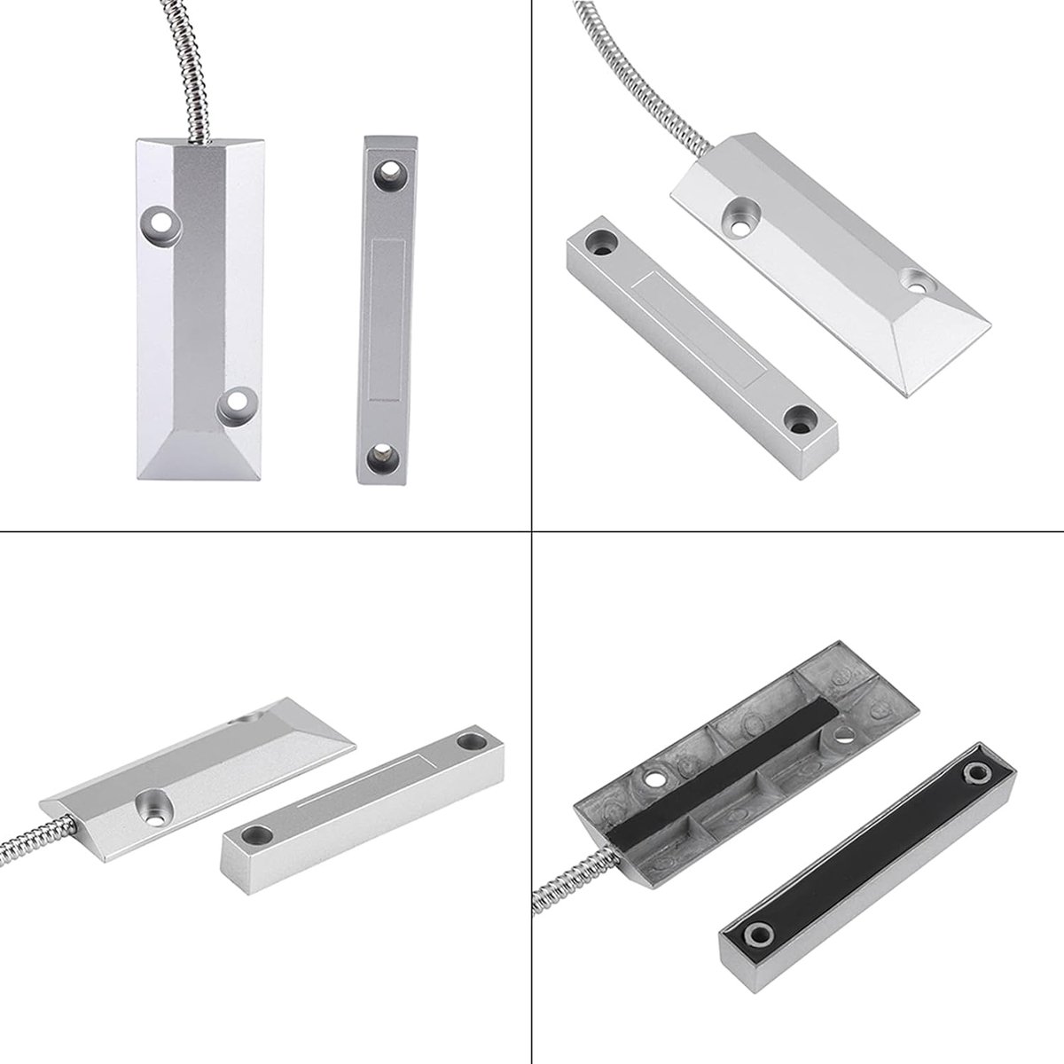 Deur contact sensor - Raam detector schakelaar - Alarm beveiliging - Bedrade montage - 10.6 x 3.8 cm - Zilver