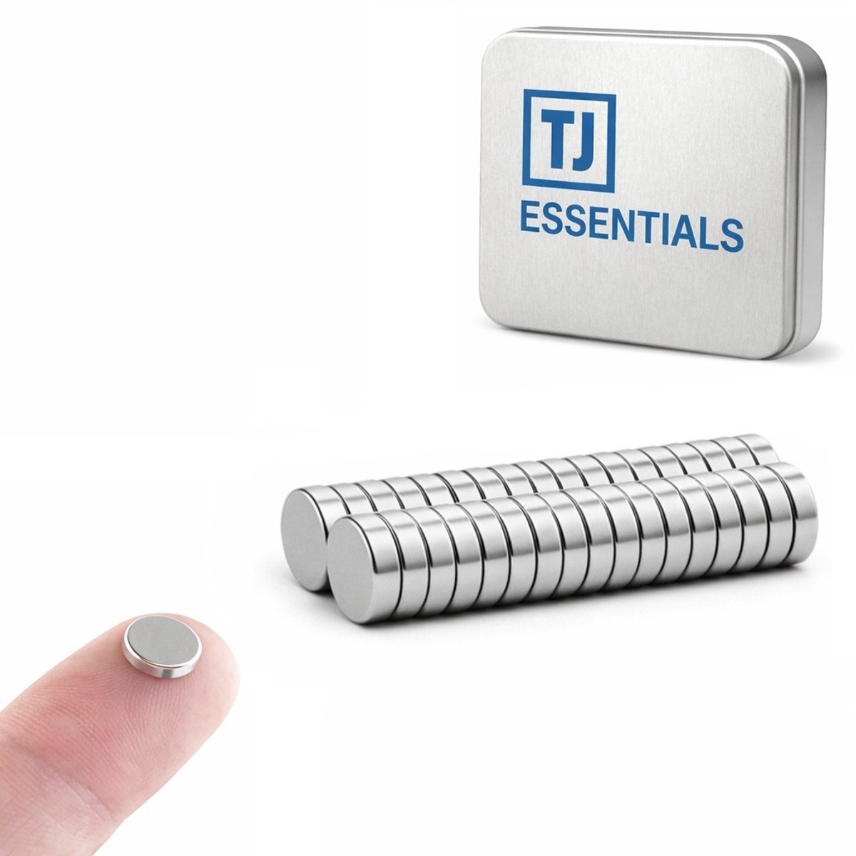 TJ Essentials Neodymium Magneten – 8 x 2 mm – 40 Stuks – N52 – Zilver – Whiteboard / Koelkast Magneten – Kleine / Platte Magneetjes