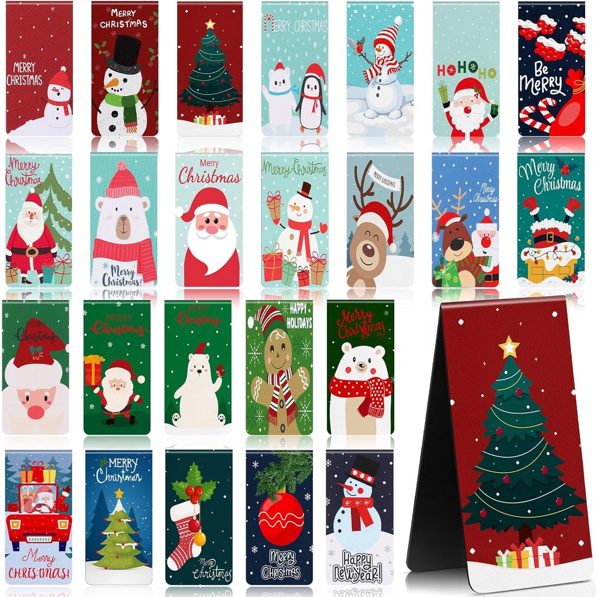 Allecta - Magnetische Boekenleggers Kerstmis 48 Stuks Kerstcadeaus Schattige Boekenmarkeringen