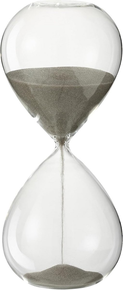 Zandloper Decoratie - Tijdmeting Glas - Tijd Tellen - Zand Vloeit Soepel - 23cm Hoog - Grijs