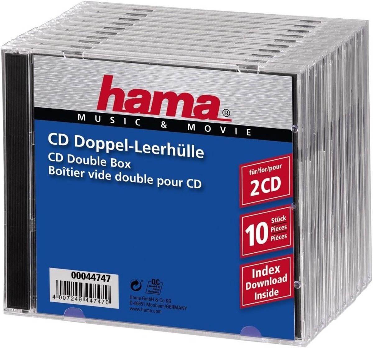 Dubbele CD Jewel Cases - Set van 10 Stuks - Transparant en Zwart - Voor 2 CDs per Hoes