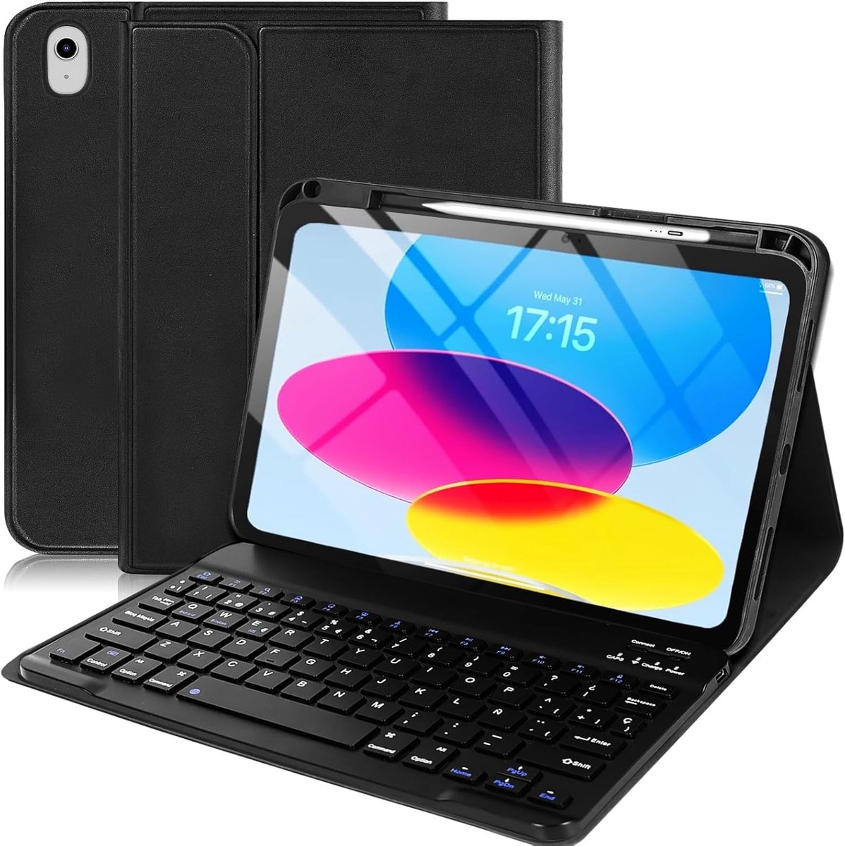 Toetsenbordhoes voor iPad 10e generatie Spaans AZERTY Zwart