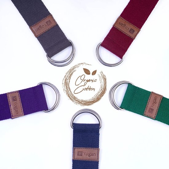 Yogariem biologisch katoen met D-ringen grippy textuur 1,85m — afbeelding 3