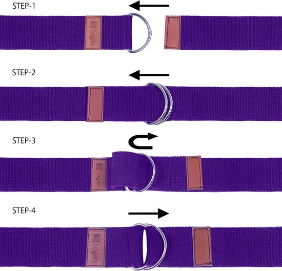 Yogariem biologisch katoen met D-ringen grippy textuur 1,85m — afbeelding 4
