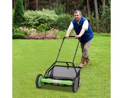 Handgrasmaaier - Handduwmaaier Spindelmaaier - Gazon Onderhouden - Instelbare Maaihoogte - 50 cm Maaibreedte - Groen Zwart