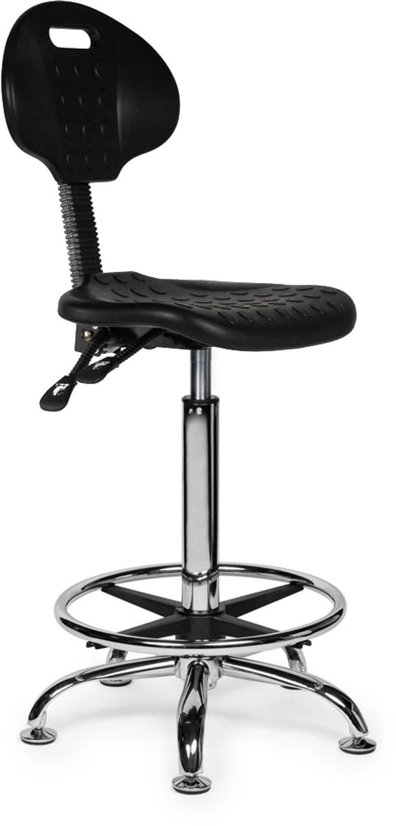 Ergonomische Werkplaatsstoel Zwart Op Wielen Standaard (50-68cm) / zonder Voetsteun / Standaard wielen