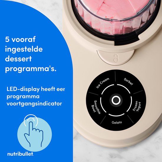 Nutribullet Chill IJsmachine Beige - 500W - 5 Programma's - Roomijs, Sorbet, Gelato en Frozen Yogurt van Merkloos — afbeelding 5