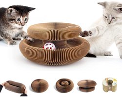 Opvouwbare Krabpaal - Krabkarton Kat - kattenkrabpaal met 1 belbal - krabplank voor katten - Flexibel Krabmeubel - kattenspeelgoed - krabpaal - kattenspeeltjes - 2 in 1 Kattenspeelgoed - Draagbare Krabpaal - kras en slijtvast - voor binnen