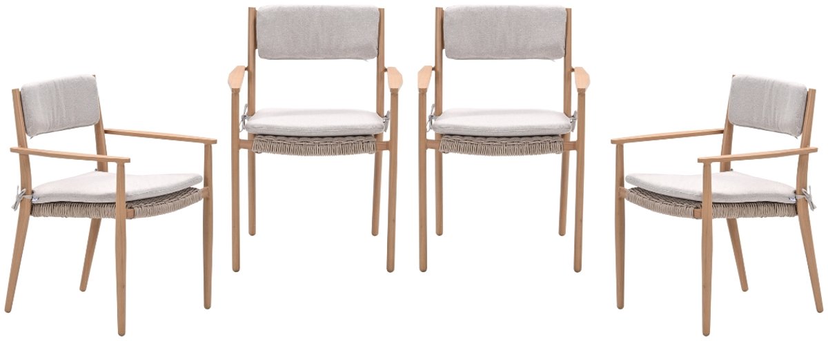 Garden Impressions Parijs tuinstoelen set van 4 – light teak look / desert sand